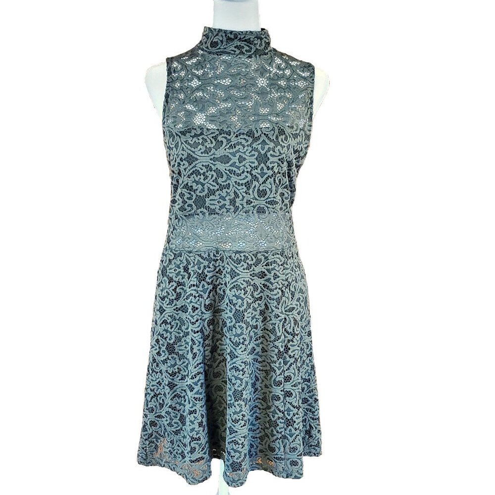 Show Me Your Mumu Alexa Dress Olive Green Stretch Lace Mock Neck Women's Size L